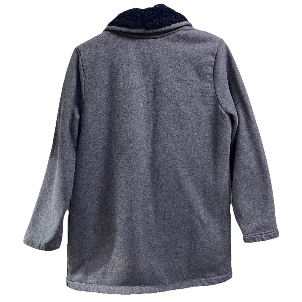 L.L. Bean‎ Sherpa Blue/Gray Women's Open Front Cozy Coat Cardigan Sweater Sz. M